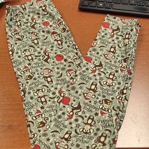 Kids Monkey Christmas New Years Leggings New